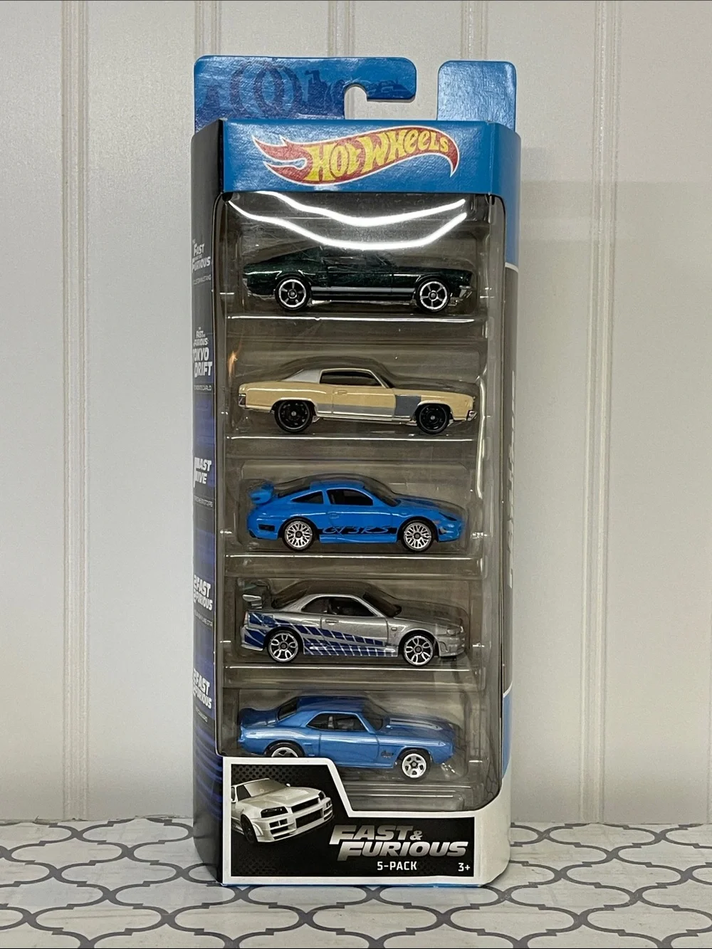 Hot Wheels Fast & Furious 5-Pack - Blue, Green, Beige, Silver Cars